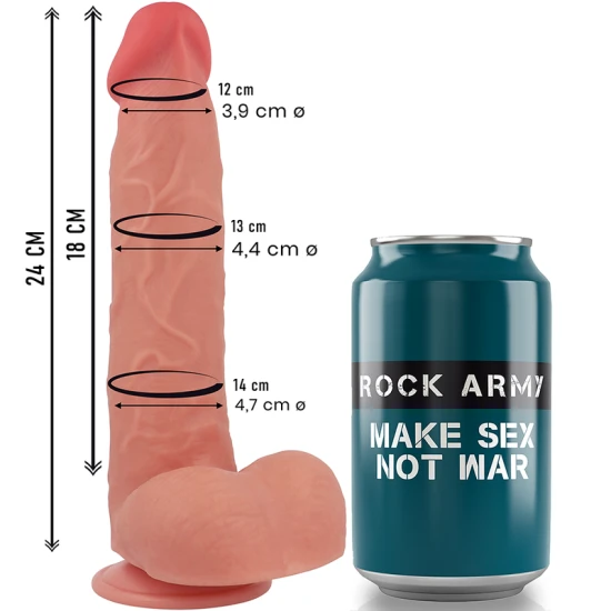 ROCKARMY - Jucărie sexuală tip dildo din silicon lichid RAPTOR, 24 cm, 4.4 cm