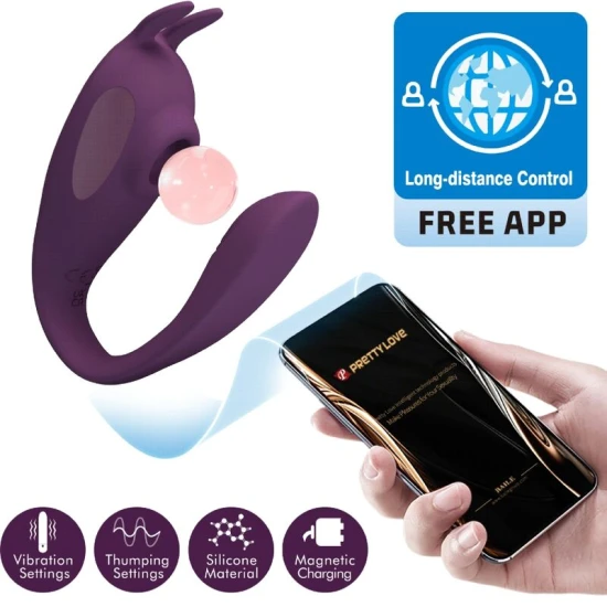 Stimulator și vibrator C-shape din silicon, mov