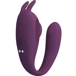 Stimulator și vibrator C-shape din silicon, mov