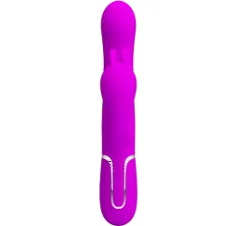 Vibrator iepuraș triplu din silicon, roz
