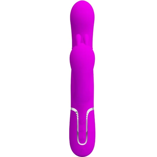 Vibrator iepuraș triplu din silicon, roz