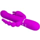 Vibrator iepuraș triplu din silicon, roz