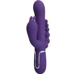 Vibrator rabbit triplu 4 în 1 din silicon, mov
