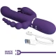 Vibrator rabbit triplu 4 în 1 din silicon, mov