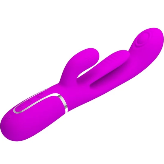 Vibrator Rabbit Triplu Multifuncțional din silicon, roz