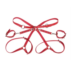 Cătușe cu Centură Bondage - Roșu, Mărime Unică