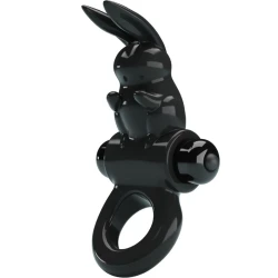 Inel Vibrator Iepuraș - 10 Vibrații, Negru, BI-210245