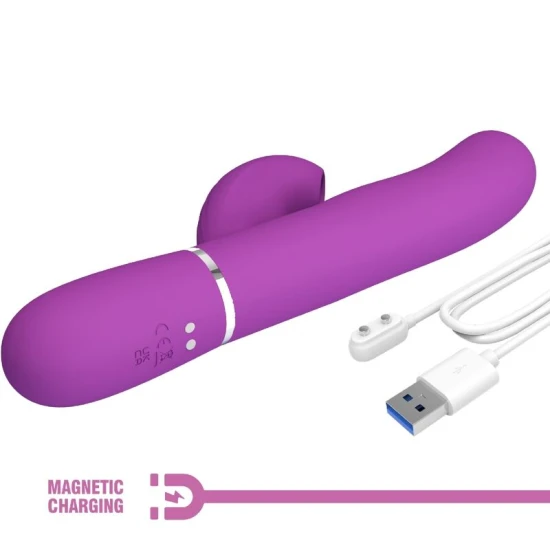 Vibrator Rabbit 3 în 1 din silicon, mov