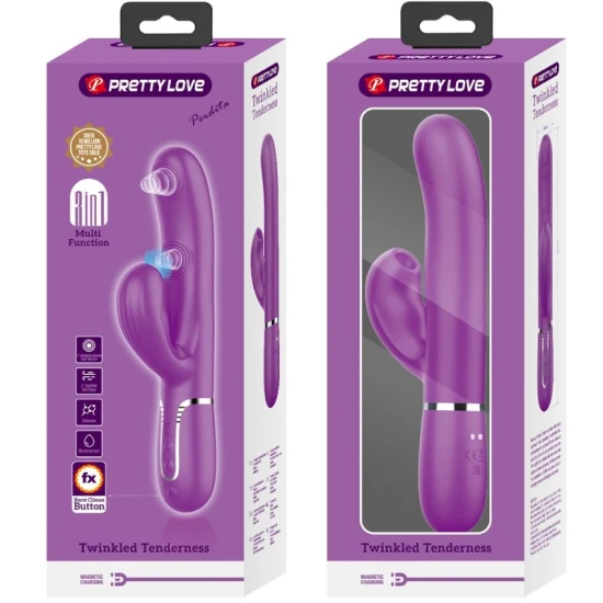 Vibrator Rabbit 3 în 1 din silicon, mov