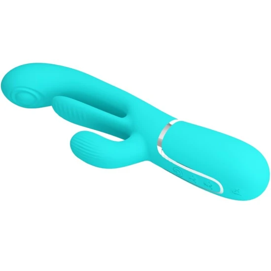 Vibrator iepuraș 3 în 1 din silicon, albastru
