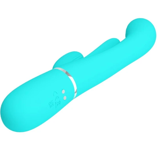 Vibrator iepuraș 3 în 1 din silicon, albastru