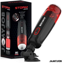 Masturbator Automat Storm - 10 Moduri de Rotație și Împingere, Negru și Roșu, Mărime Unică