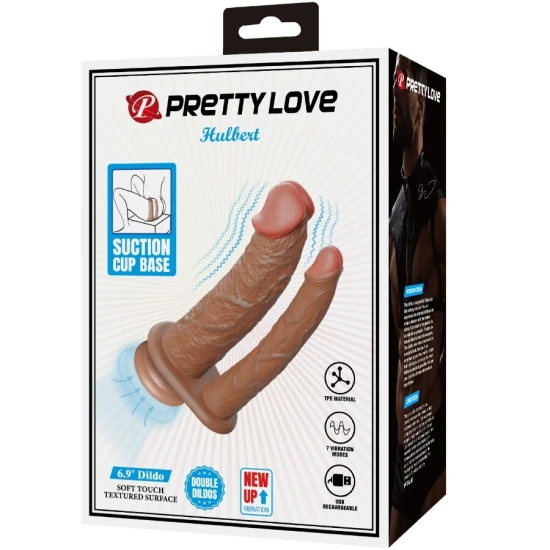 DILDO DUBLU REALIST CU VIBRAȚII, MULAT