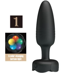 Plug anal LED din silicon, negru, 12.5 cm