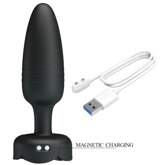 Plug anal LED din silicon, negru, 12.5 cm