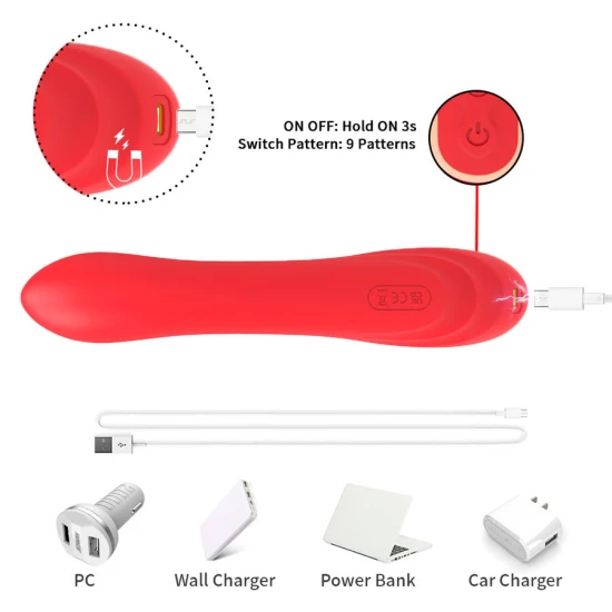 Stimulator vibrator cu limbă oscilantă pentru stimulare punct G și clitoris, roșu