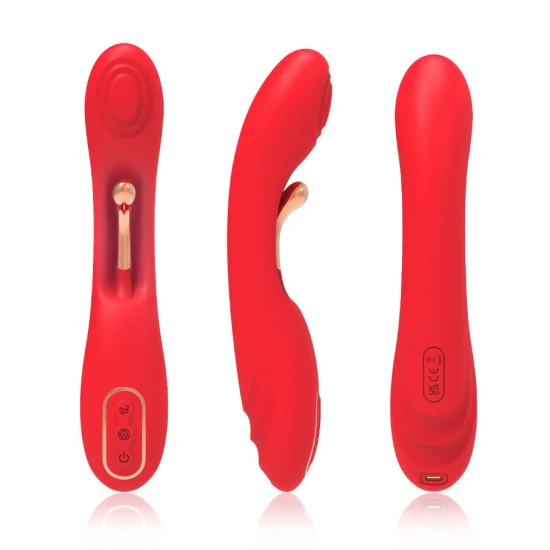 Vibrator cu limbă oscilantă din silicon medical, roșu