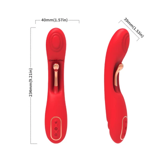 Vibrator cu limbă oscilantă din silicon medical, roșu