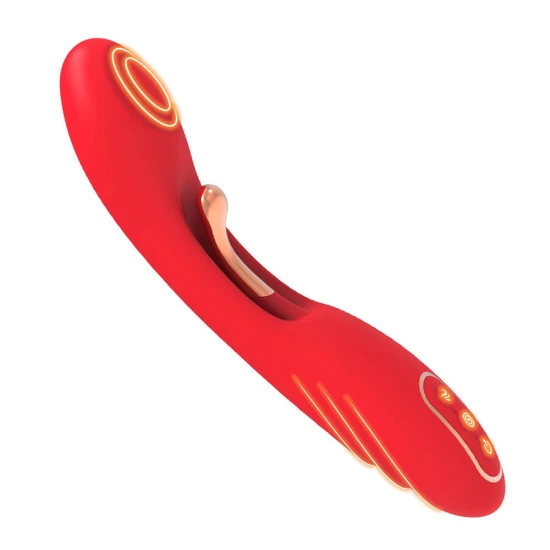 Vibrator cu limbă oscilantă din silicon medical, roșu