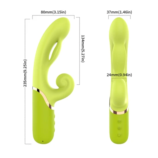 Stimulator vibrator A-Spot cu funcție inflatable, din silicon medical, verde teal