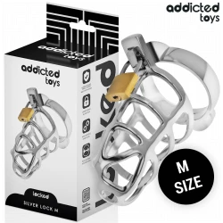 Cușcă Penis - Silver Lock, Metal, Mărime M