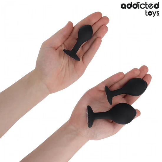 Set de 3 dopuri anale din silicon cu bijuterie, Roz