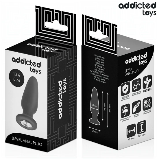Dop anal cu bijuterie, silicon, M, 10,4 cm
