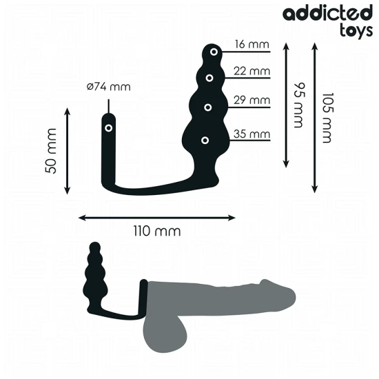 Plug anal cu inel, Model 5, Negru
