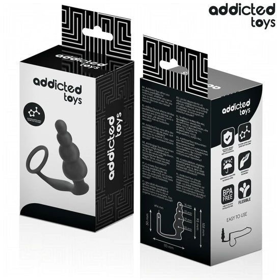 Plug anal cu inel, Model 5, Negru
