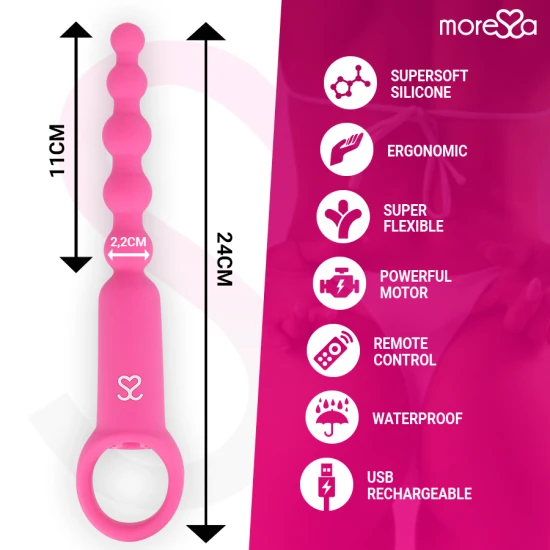 Vibrator anal și vaginal cu telecomandă, silicon, roz