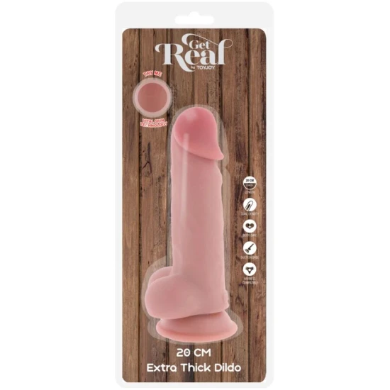 Dildo Realist Get Real - Deluxe, Cu Testicule, Extra Gros, 20 Cm