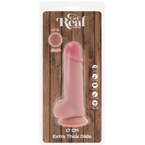 Penis realist deluxe extra gros cu testicule, 17 cm