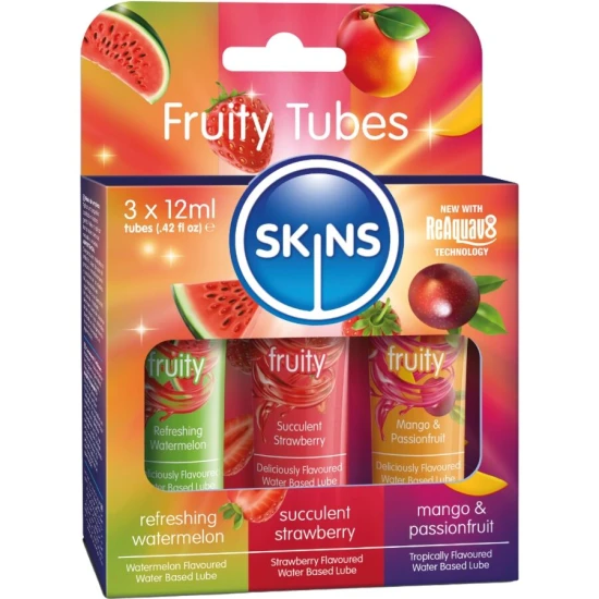 Set Lubrifianți Aromatizați Tip Produs, Pepene Verde, Căpșună & Mango, 3 x 12 ml