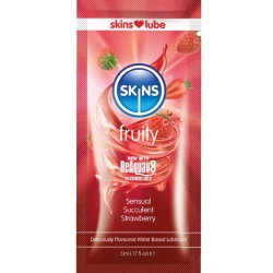 Lubrifiant pe bază de apă Skins - Fructe, Căpșuni, doză unică 5 ml