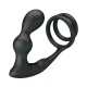 Plug anal vibrator cu inel pentru penis, telecomandă, Negru
