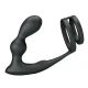 Plug anal vibrator cu inel pentru penis, telecomandă, Negru