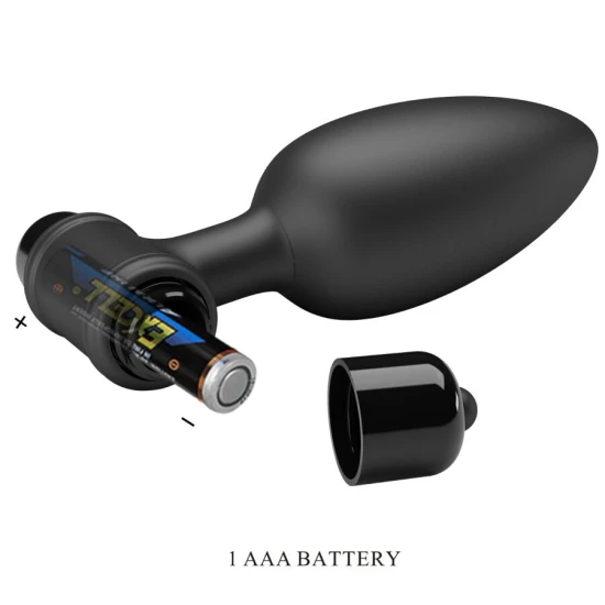 Plug anal vibrator din silicon, negru, USB reîncărcabil