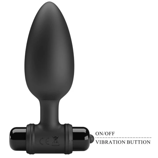 Plug anal vibrator din silicon, negru, USB reîncărcabil
