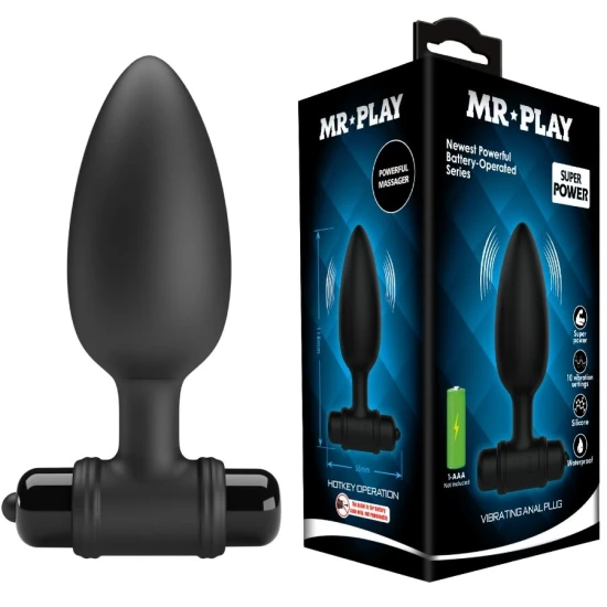 Plug anal vibrator din silicon, negru, USB reîncărcabil