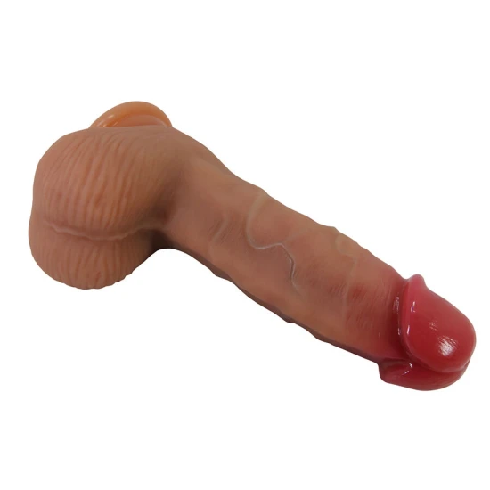 Dildo realist cu ventuză din silicon, culoare flesh, 19,3 cm
