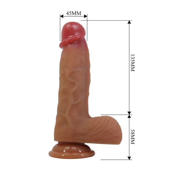 Dildo realist cu ventuză din silicon, culoare flesh, 19,3 cm