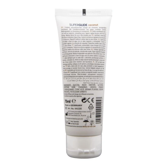 Lubrifiant comestibil SUPERGLIDE pe bază de apă, Cocos, 75 ml