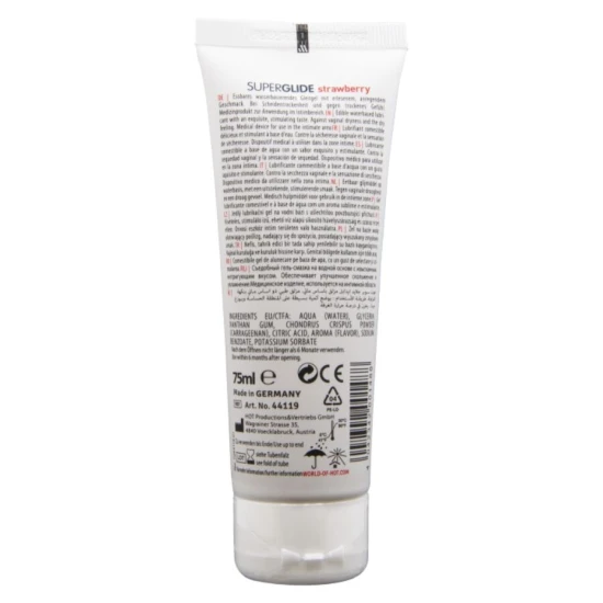 SUPERGLIDE - Gel Lubrifiant Comestibil, Pe Bază de Apă, Căpșuni, 75 ml