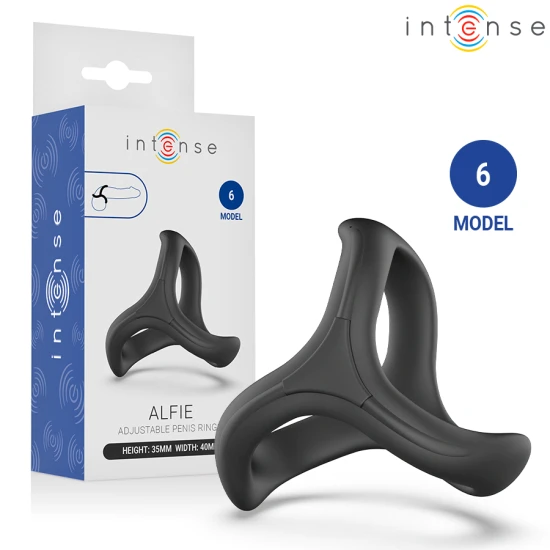 Inel penis triplu curbat din material flexibil, negru, Model 6