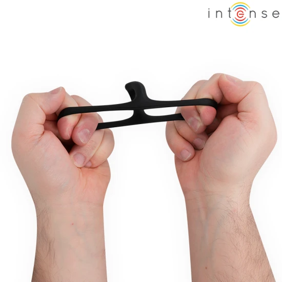 Inel penis triplu curbat din material flexibil, negru, Model 6