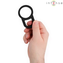 Inel penis dublu ajustabil din material flexibil, negru