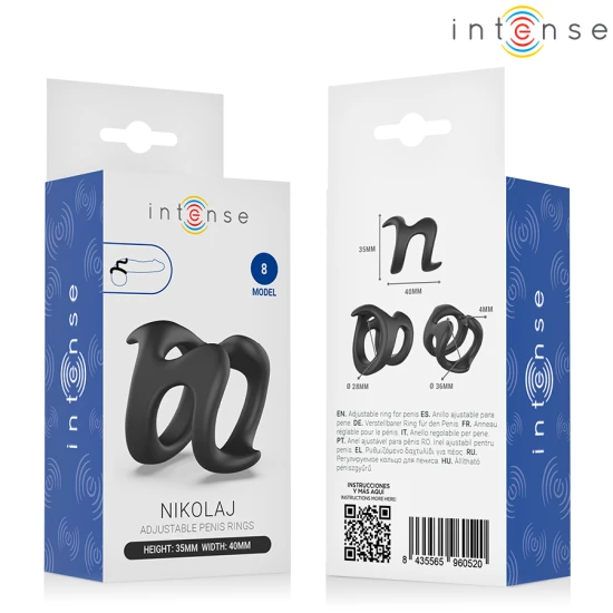 Inel penis ajustabil U-shape din material flexibil, negru