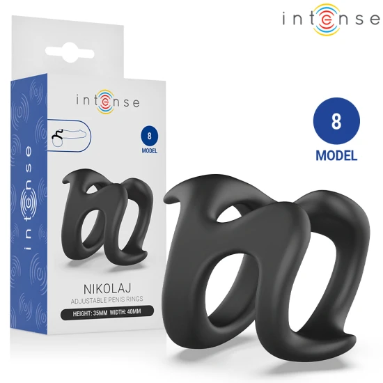 Inel penis ajustabil U-shape din material flexibil, negru