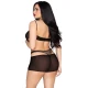 Set Provocator Leg Avenue 81680: Rochie Mini Opacă & Teddy Halter - Negru, Mărime Unică