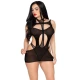 Set Provocator Leg Avenue 81680: Rochie Mini Opacă & Teddy Halter - Negru, Mărime Unică